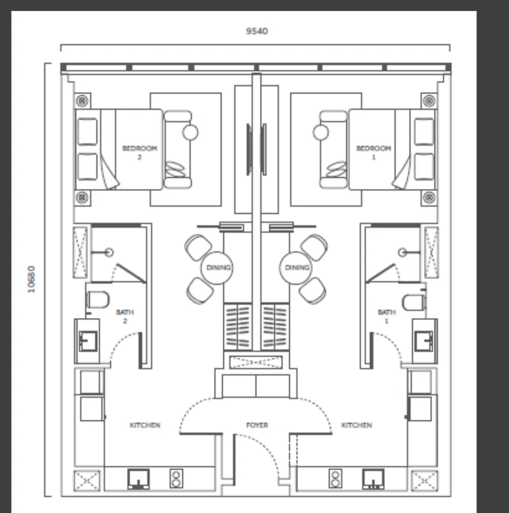 CloutHaus floor plan Type B dual key, 1,098 sq ft, dual key, 2 bathrooms